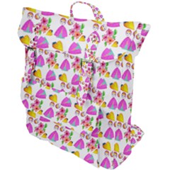 Girl With Hood Cape Heart Lemon Pattern White Buckle Up Backpack