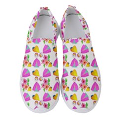 Girl With Hood Cape Heart Lemon Pattern White Women s Slip On Sneakers