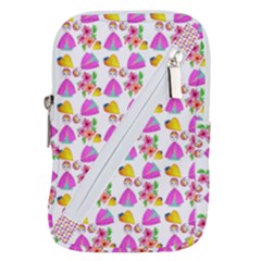 Girl With Hood Cape Heart Lemon Pattern White Belt Pouch Bag (Large)