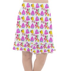 Girl With Hood Cape Heart Lemon Pattern White Fishtail Chiffon Skirt