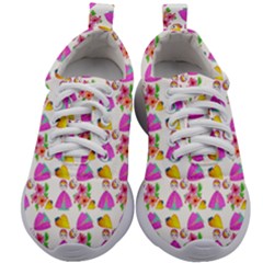 Girl With Hood Cape Heart Lemon Pattern White Kids Athletic Shoes