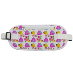 Girl With Hood Cape Heart Lemon Pattern White Rounded Waist Pouch