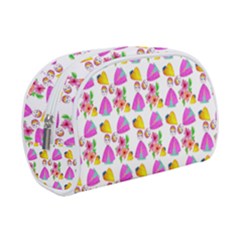 Girl With Hood Cape Heart Lemon Pattern White Makeup Case (Small)