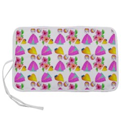 Girl With Hood Cape Heart Lemon Pattern White Pen Storage Case (m)