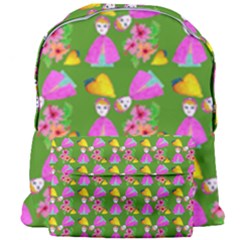 Girl With Hood Cape Heart Lemon Pattern Green Giant Full Print Backpack by snowwhitegirl