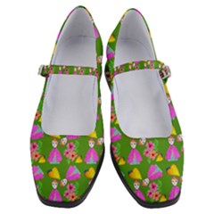 Girl With Hood Cape Heart Lemon Pattern Green Women s Mary Jane Shoes