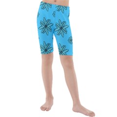 Blue Repeat Pattern Kids  Mid Length Swim Shorts by emmamatrixworm