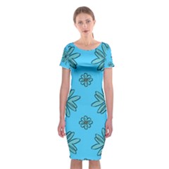 Blue Repeat Pattern Classic Short Sleeve Midi Dress by emmamatrixworm