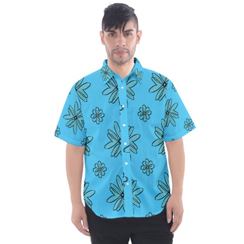 Blue Repeat Pattern Men s Short Sleeve Shirt by emmamatrixworm