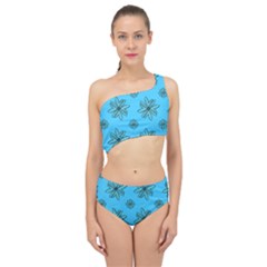 Blue Repeat Pattern Spliced Up Two Piece Swimsuit by emmamatrixworm