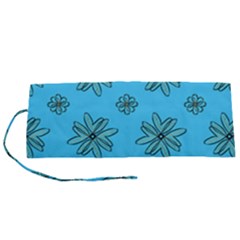 Blue Repeat Pattern Roll Up Canvas Pencil Holder (s) by emmamatrixworm
