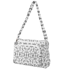 Grey And White Abstract Geometric Print Front Pocket Crossbody Bag by dflcprintsclothing