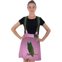 Owl Bird Branch Nature Animal Velvet Suspender Skater Skirt