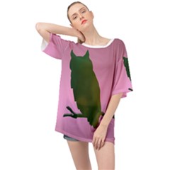 Owl Bird Branch Nature Animal Oversized Chiffon Top by HermanTelo