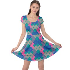 Geo Puzzle Cap Sleeve Dress