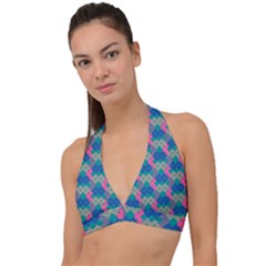 Geo Puzzle Halter Plunge Bikini Top