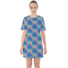 Geo Puzzle Sixties Short Sleeve Mini Dress