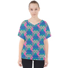 Geo Puzzle V-neck Dolman Drape Top