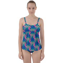 Geo Puzzle Twist Front Tankini Set