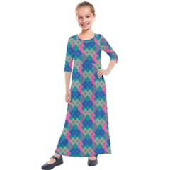 Geo Puzzle Kids  Quarter Sleeve Maxi Dress