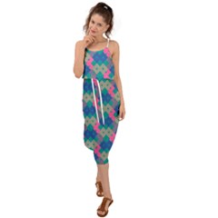 Geo Puzzle Waist Tie Cover Up Chiffon Dress