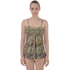 Retro Stlye Floral Decorative Print Pattern Babydoll Tankini Set by dflcprintsclothing