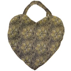 Retro Stlye Floral Decorative Print Pattern Giant Heart Shaped Tote by dflcprintsclothing