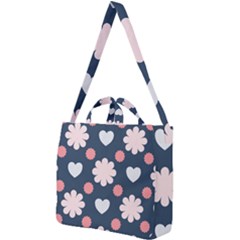 Flowers And Hearts  Square Shoulder Tote Bag by MooMoosMumma