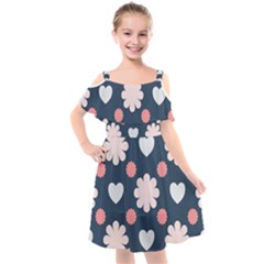 Flowers And Hearts  Kids  Cut Out Shoulders Chiffon Dress by MooMoosMumma