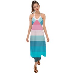 Sea And Sunset Halter Tie Back Dress  by tmsartbazaar