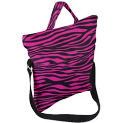 Pink Zebra Fold Over Handle Tote Bag by Angelandspot