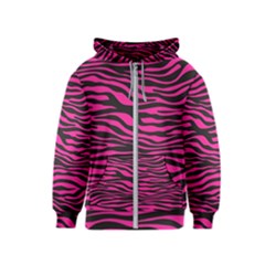 Pink Zebra Kids  Zipper Hoodie by Angelandspot