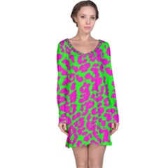 Neon Big Cat Long Sleeve Nightdress by Angelandspot