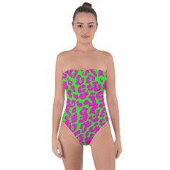 Neon Big Cat Tie Back One Piece Swimsuit by Angelandspot