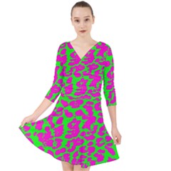 Neon Big Cat Quarter Sleeve Front Wrap Dress by Angelandspot