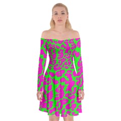 Neon Big Cat Off Shoulder Skater Dress by Angelandspot