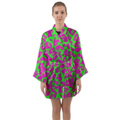 Neon Big Cat Long Sleeve Satin Kimono by Angelandspot