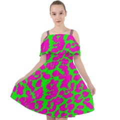 Neon Big Cat Cut Out Shoulders Chiffon Dress by Angelandspot