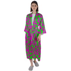 Neon Big Cat Maxi Satin Kimono by Angelandspot