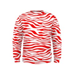 Red And White Zebra Kids  Sweatshirt by Angelandspot