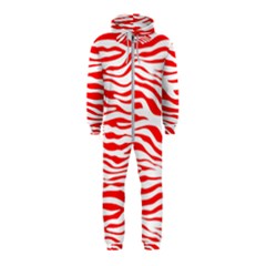 Red And White Zebra Hooded Jumpsuit (kids) by Angelandspot