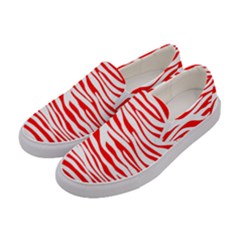 Red And White Zebra Women s Canvas Slip Ons by Angelandspot
