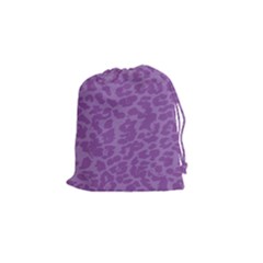 Purple Big Cat Pattern Drawstring Pouch (small) by Angelandspot