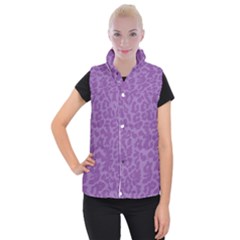 Purple Big Cat Pattern Women s Button Up Vest by Angelandspot