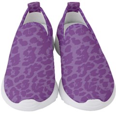 Purple Big Cat Pattern Kids  Slip On Sneakers by Angelandspot