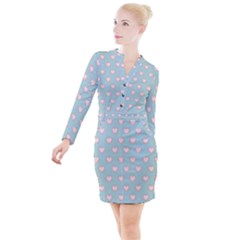 Stir Crazy For You - Blue  Button Long Sleeve Dress by MooMoosMumma