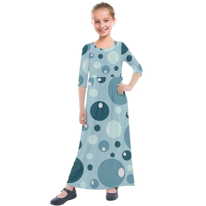 Agatonia Pattern Kids  Quarter Sleeve Maxi Dress