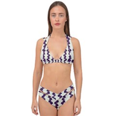 Blue Flowers Of Peace Small Of Love Double Strap Halter Bikini Set by pepitasart