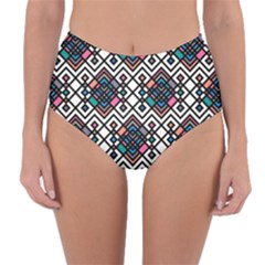 Boho Geometric Reversible High-waist Bikini Bottoms by tmsartbazaar