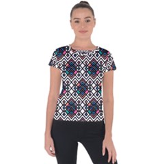 Boho Geometric Short Sleeve Sports Top 